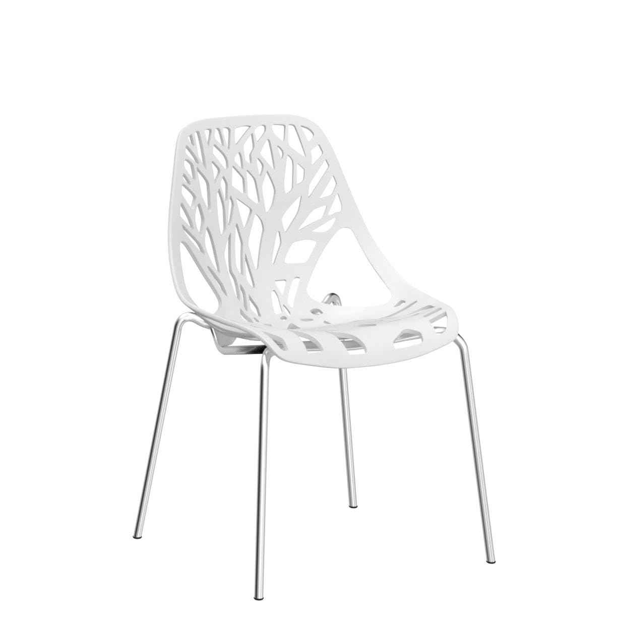 Modern Dining Chairs Set Plastic Saping Birch Chairs Stackable Chairs Set for Living Room/Kitchen/Office (6, White)