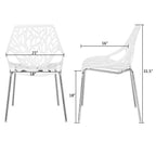 Modern Dining Chairs Set Plastic Saping Birch Chairs Stackable Chairs Set for Living Room/Kitchen/Office (6, White)