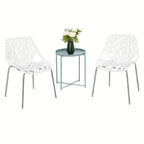 Modern Dining Chairs Set Plastic Saping Birch Chairs Stackable Chairs Set for Living Room/Kitchen/Office (6, White)