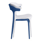 Modern Stackable Plastic Dining Chair Set of 4 Cloud White, No Assembly Needed Indoor Outdoor Patio Bistro Chairs for Cafe Restaurant Kitchen Home Use, Sturdy Weatherproof Armless Side Chairs