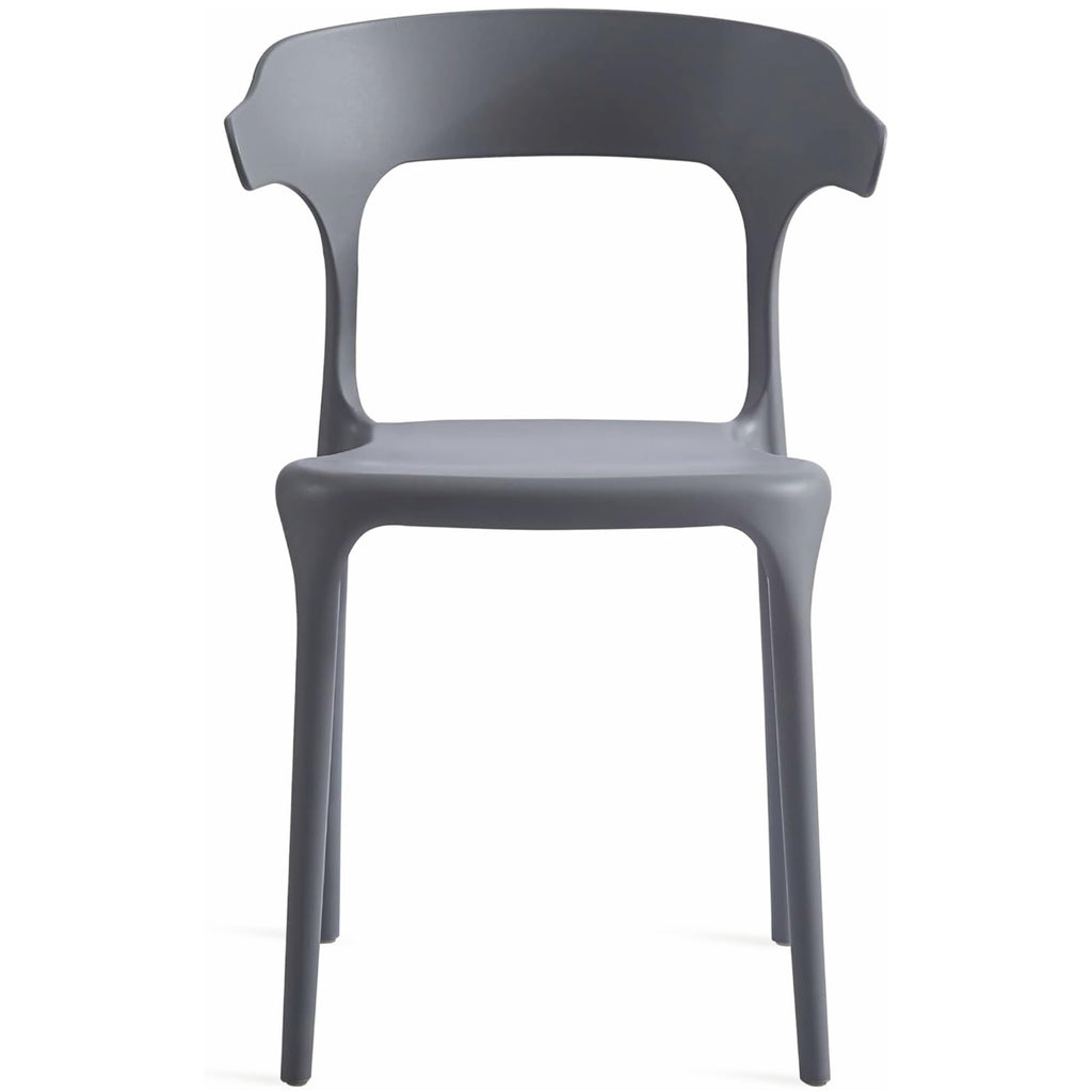 Modern Stackable Plastic Dining Chair Set of 4 Cloud White, No Assembly Needed Indoor Outdoor Patio Bistro Chairs for Cafe Restaurant Kitchen Home Use, Sturdy Weatherproof Armless Side Chairs