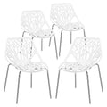 Modern Dining Chairs Set Plastic Saping Birch Chairs Stackable Chairs Set for Living Room/Kitchen/Office (6, White)