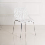 Modern Dining Chairs Set Plastic Saping Birch Chairs Stackable Chairs Set for Living Room/Kitchen/Office (6, White)