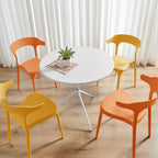 Modern Stackable Plastic Dining Chair Set of 4 Cloud White, No Assembly Needed Indoor Outdoor Patio Bistro Chairs for Cafe Restaurant Kitchen Home Use, Sturdy Weatherproof Armless Side Chairs