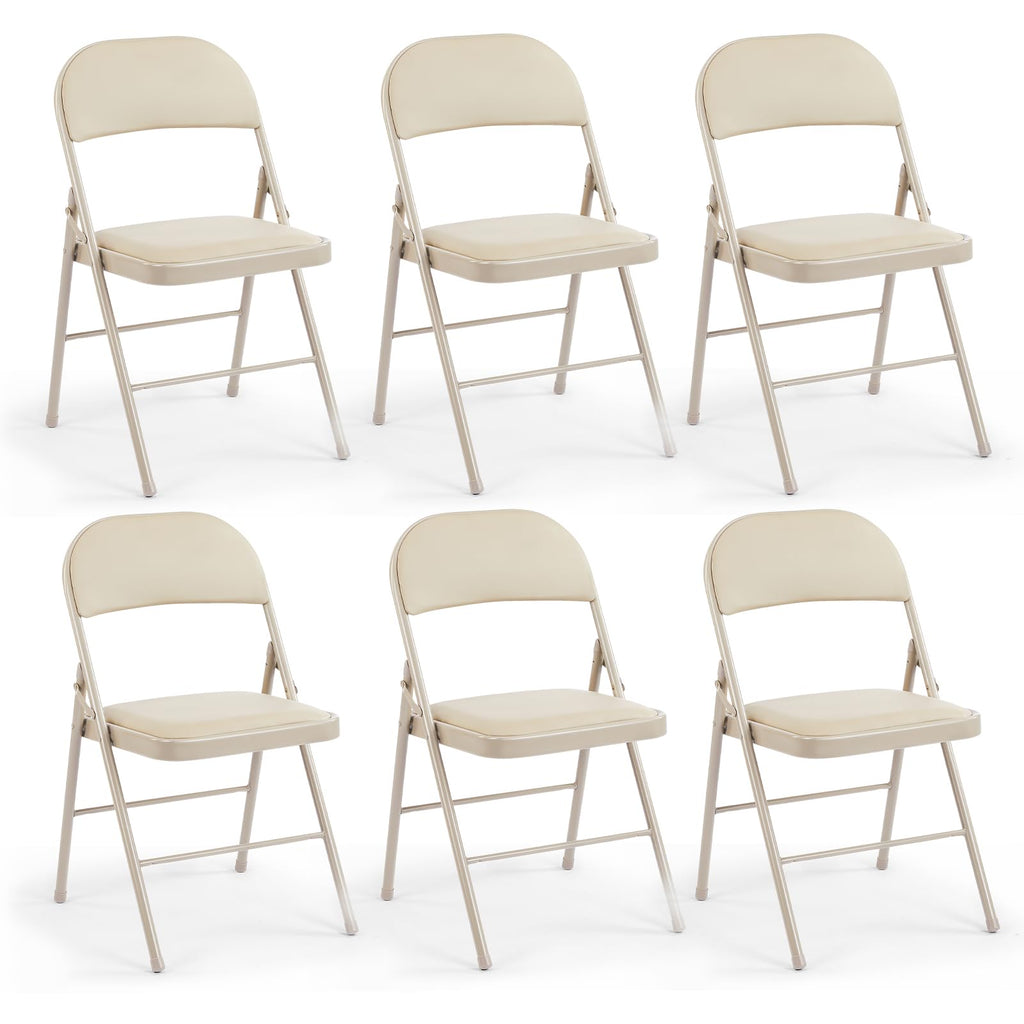 CASAVERN 4-Pack Folding Chairs with PU Leather Padded Seat and Back, Stackable Portable Dining Chairs for Home, Office, Conference, Wedding, Party, Patio & Garden