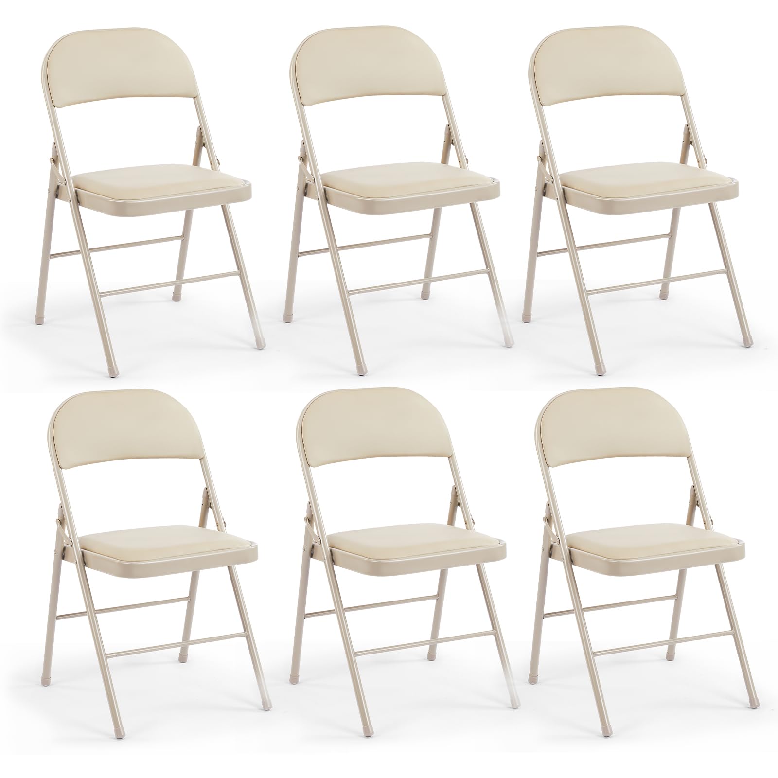 CASAVERN 4-Pack Folding Chairs with PU Leather Padded Seat and Back, Stackable Portable Dining Chairs for Home, Office, Conference, Wedding, Party, Patio & Garden