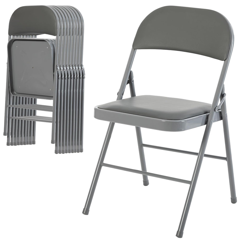 CASAVERN 4-Pack Folding Chairs with PU Leather Padded Seat and Back, Stackable Portable Dining Chairs for Home, Office, Conference, Wedding, Party, Patio & Garden