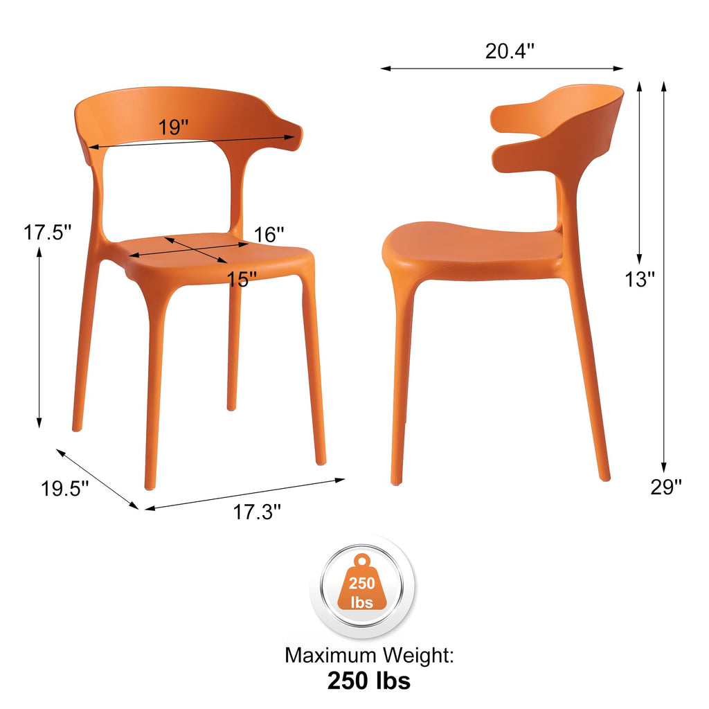 Modern Stackable Plastic Dining Chair Set of 4 Cloud White, No Assembly Needed Indoor Outdoor Patio Bistro Chairs for Cafe Restaurant Kitchen Home Use, Sturdy Weatherproof Armless Side Chairs