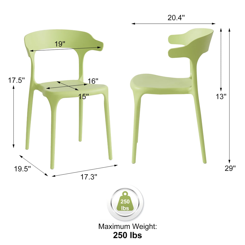Modern Stackable Plastic Dining Chair Set of 4 Cloud White, No Assembly Needed Indoor Outdoor Patio Bistro Chairs for Cafe Restaurant Kitchen Home Use, Sturdy Weatherproof Armless Side Chairs