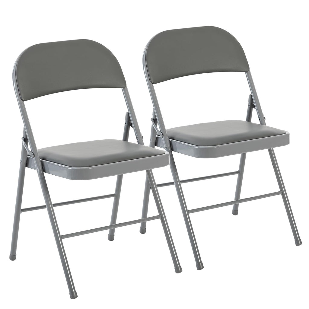 CASAVERN 4-Pack Folding Chairs with PU Leather Padded Seat and Back, Stackable Portable Dining Chairs for Home, Office, Conference, Wedding, Party, Patio & Garden