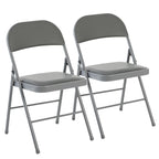 CASAVERN 4-Pack Folding Chairs with PU Leather Padded Seat and Back, Stackable Portable Dining Chairs for Home, Office, Conference, Wedding, Party, Patio & Garden