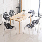 Modern Dining Chairs Set Plastic Saping Birch Chairs Stackable Chairs Set for Living Room/Kitchen/Office (6, White)