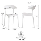 Modern Stackable Plastic Dining Chair Set of 4 Cloud White, No Assembly Needed Indoor Outdoor Patio Bistro Chairs for Cafe Restaurant Kitchen Home Use, Sturdy Weatherproof Armless Side Chairs