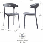 Modern Stackable Plastic Dining Chair Set of 4 Cloud White, No Assembly Needed Indoor Outdoor Patio Bistro Chairs for Cafe Restaurant Kitchen Home Use, Sturdy Weatherproof Armless Side Chairs
