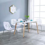 Modern Dining Chairs Set Plastic Saping Birch Chairs Stackable Chairs Set for Living Room/Kitchen/Office (6, White)