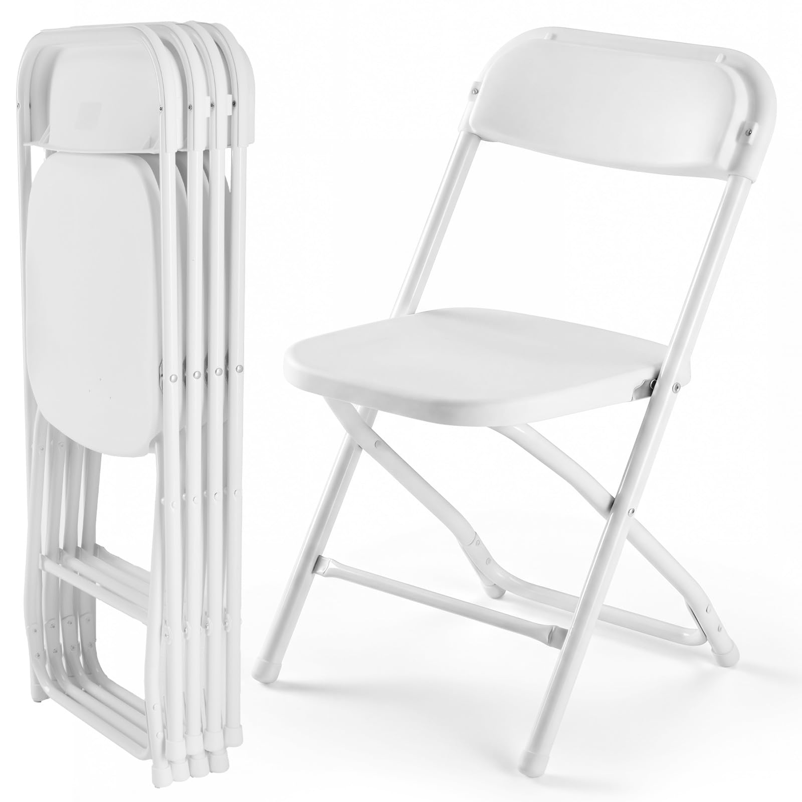 CASAVERN 4-Pack Folding Chairs with PU Leather Padded Seat and Back, Stackable Portable Dining Chairs for Home, Office, Conference, Wedding, Party, Patio & Garden