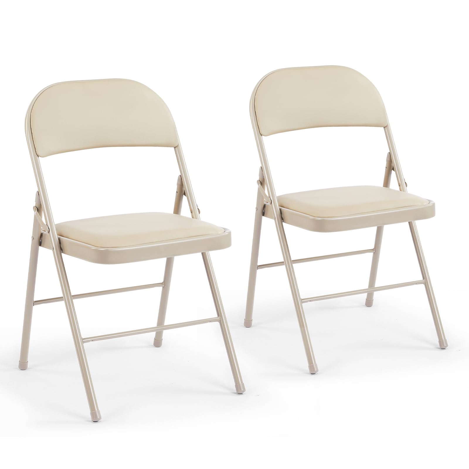 CASAVERN 4-Pack Folding Chairs with PU Leather Padded Seat and Back, Stackable Portable Dining Chairs for Home, Office, Conference, Wedding, Party, Patio & Garden