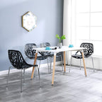 Modern Dining Chairs Set Plastic Saping Birch Chairs Stackable Chairs Set for Living Room/Kitchen/Office (6, White)