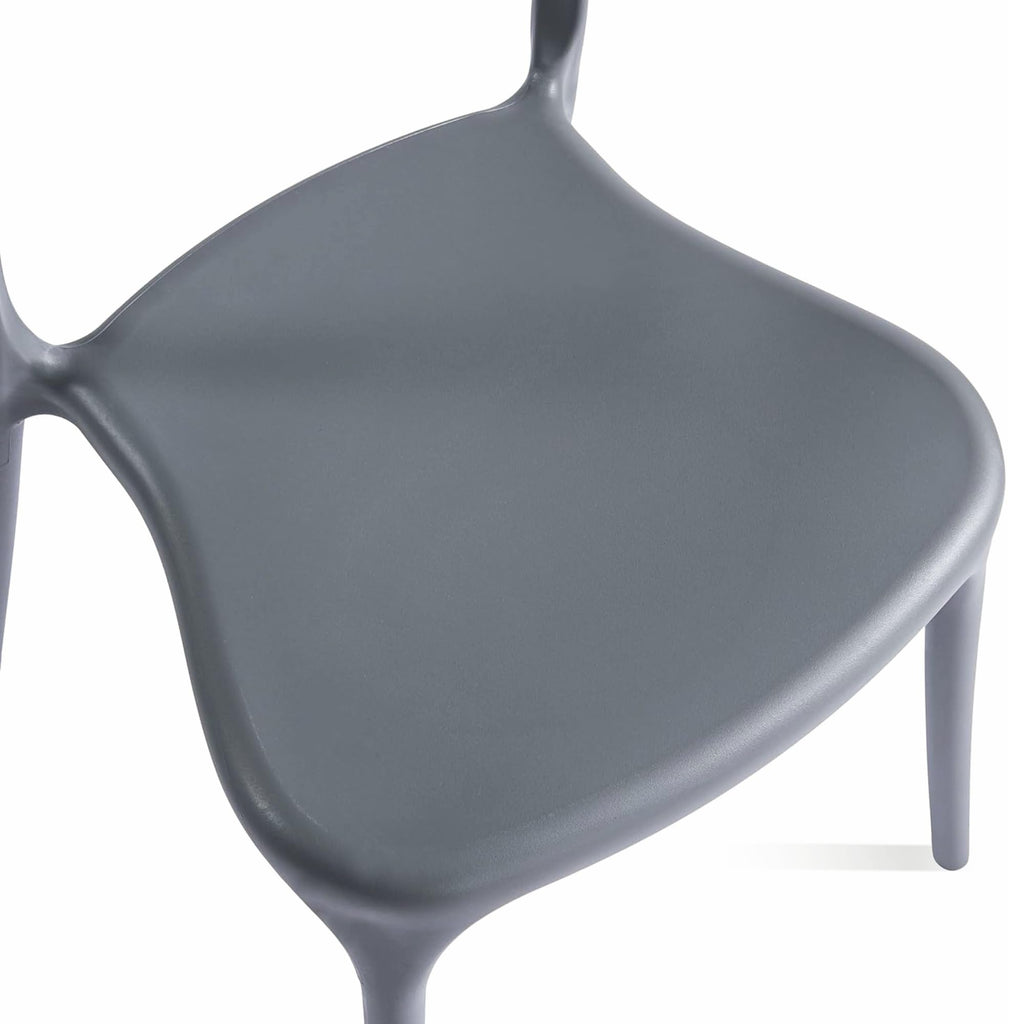 Modern Stackable Plastic Dining Chair Set of 4 Cloud White, No Assembly Needed Indoor Outdoor Patio Bistro Chairs for Cafe Restaurant Kitchen Home Use, Sturdy Weatherproof Armless Side Chairs