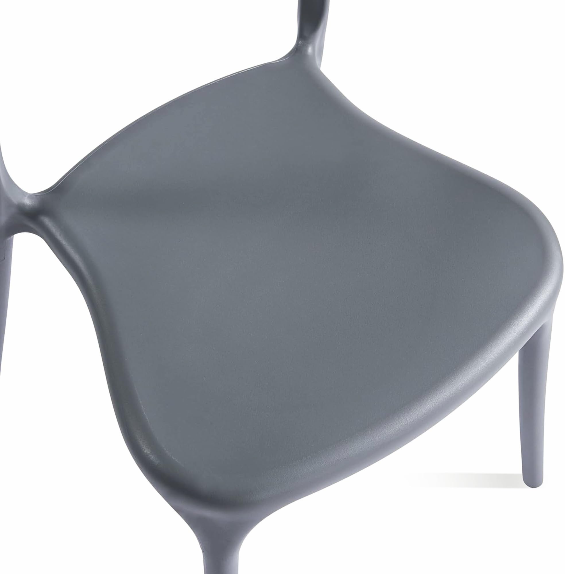 Modern Stackable Plastic Dining Chair Set of 4 Cloud White, No Assembly Needed Indoor Outdoor Patio Bistro Chairs for Cafe Restaurant Kitchen Home Use, Sturdy Weatherproof Armless Side Chairs