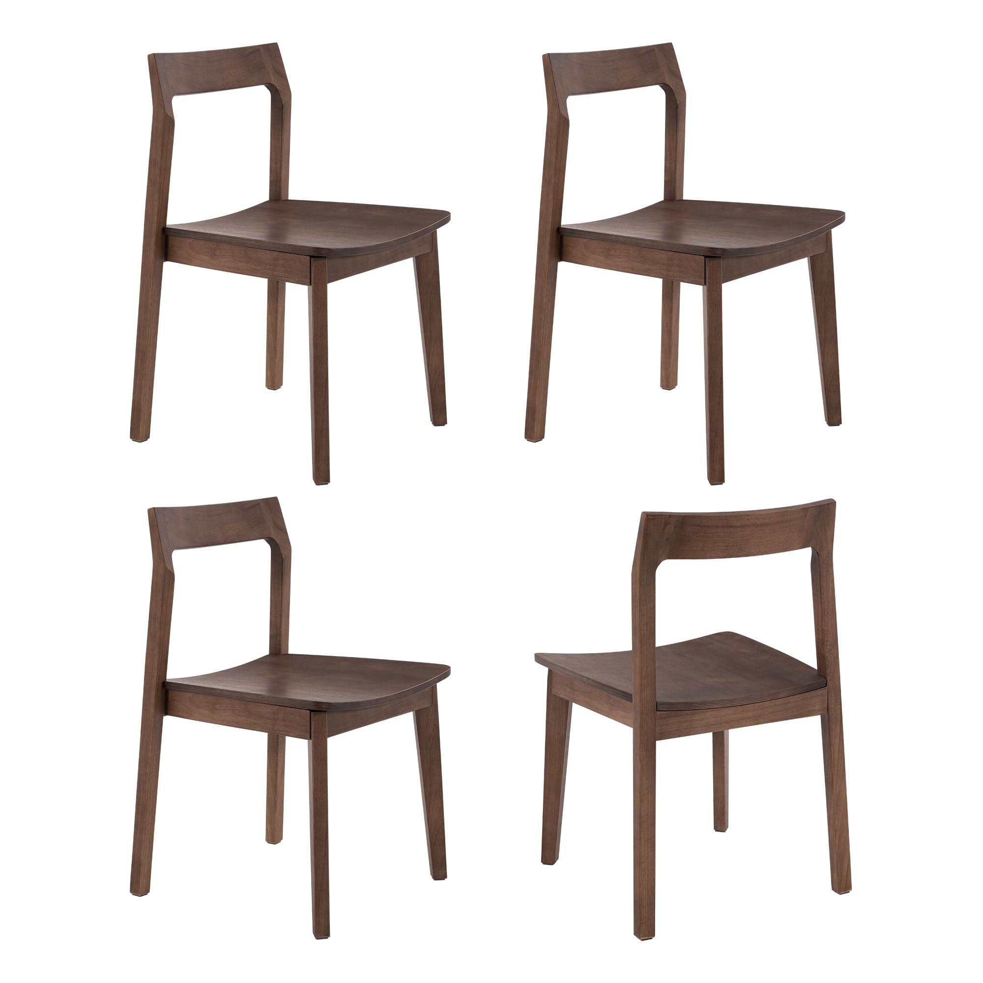 Wooden Dining Room Chairs Set of 2, Farmhouse Wood Kitchen Chair, Mid Century Modern Armless Dining Chair for Living Room, Brown