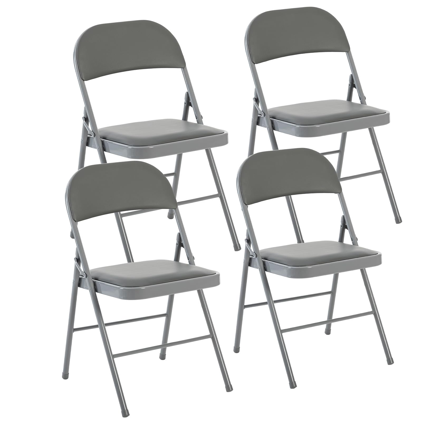 CASAVERN 4-Pack Folding Chairs with PU Leather Padded Seat and Back, Stackable Portable Dining Chairs for Home, Office, Conference, Wedding, Party, Patio & Garden