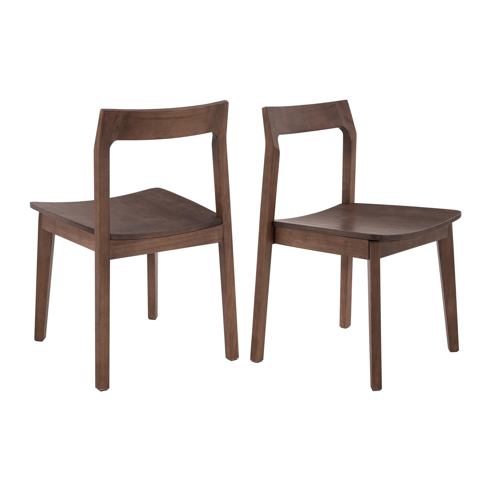 Wooden Dining Room Chairs Set of 2, Farmhouse Wood Kitchen Chair, Mid Century Modern Armless Dining Chair for Living Room, Brown