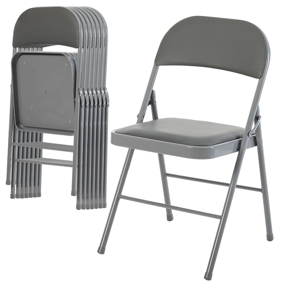 CASAVERN 4-Pack Folding Chairs with PU Leather Padded Seat and Back, Stackable Portable Dining Chairs for Home, Office, Conference, Wedding, Party, Patio & Garden