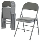 CASAVERN 4-Pack Folding Chairs with PU Leather Padded Seat and Back, Stackable Portable Dining Chairs for Home, Office, Conference, Wedding, Party, Patio & Garden