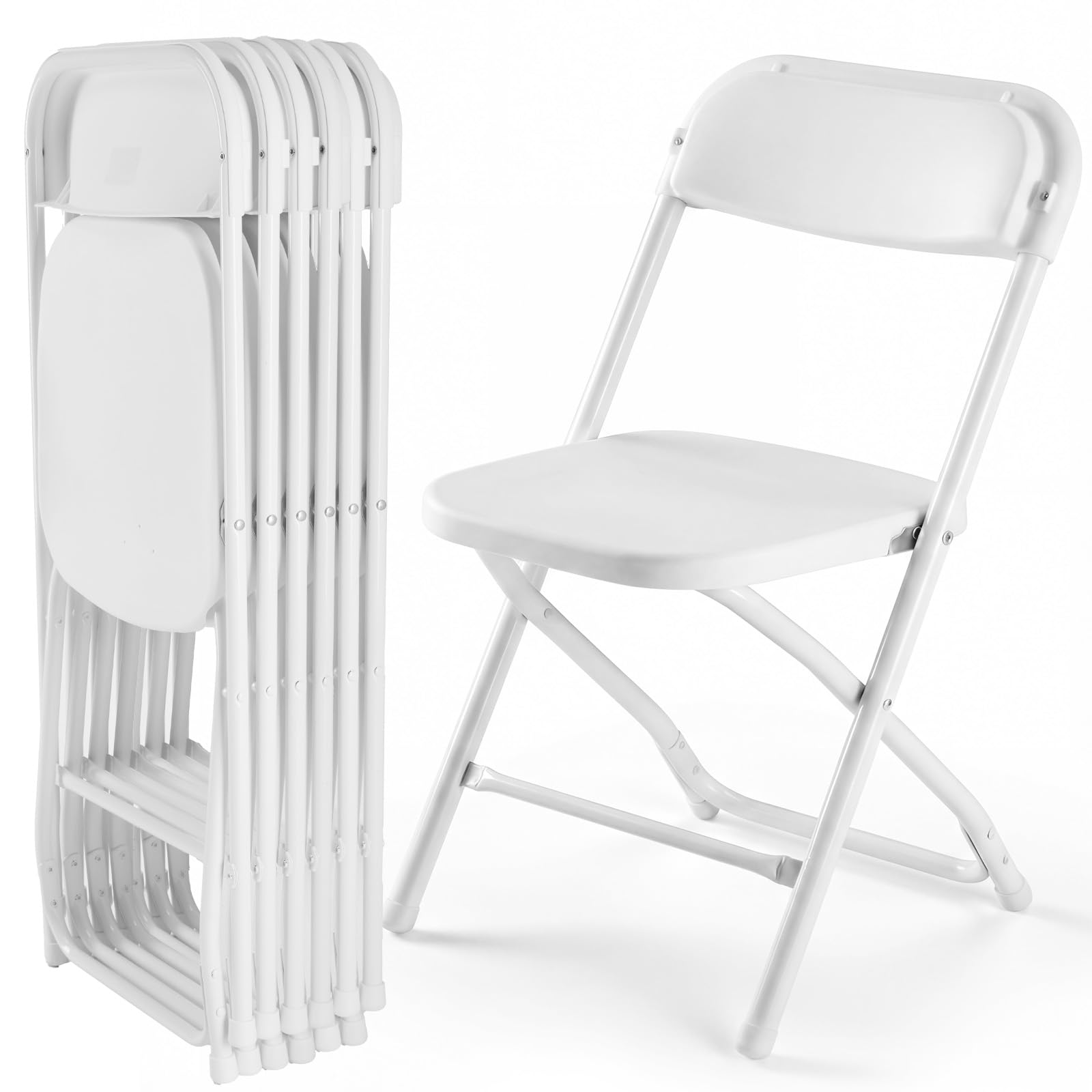 CASAVERN 4-Pack Folding Chairs with PU Leather Padded Seat and Back, Stackable Portable Dining Chairs for Home, Office, Conference, Wedding, Party, Patio & Garden