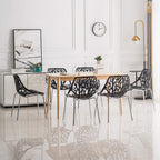 Modern Dining Chairs Set Plastic Saping Birch Chairs Stackable Chairs Set for Living Room/Kitchen/Office (6, White)