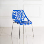 Modern Dining Chairs Set Plastic Saping Birch Chairs Stackable Chairs Set for Living Room/Kitchen/Office (6, White)