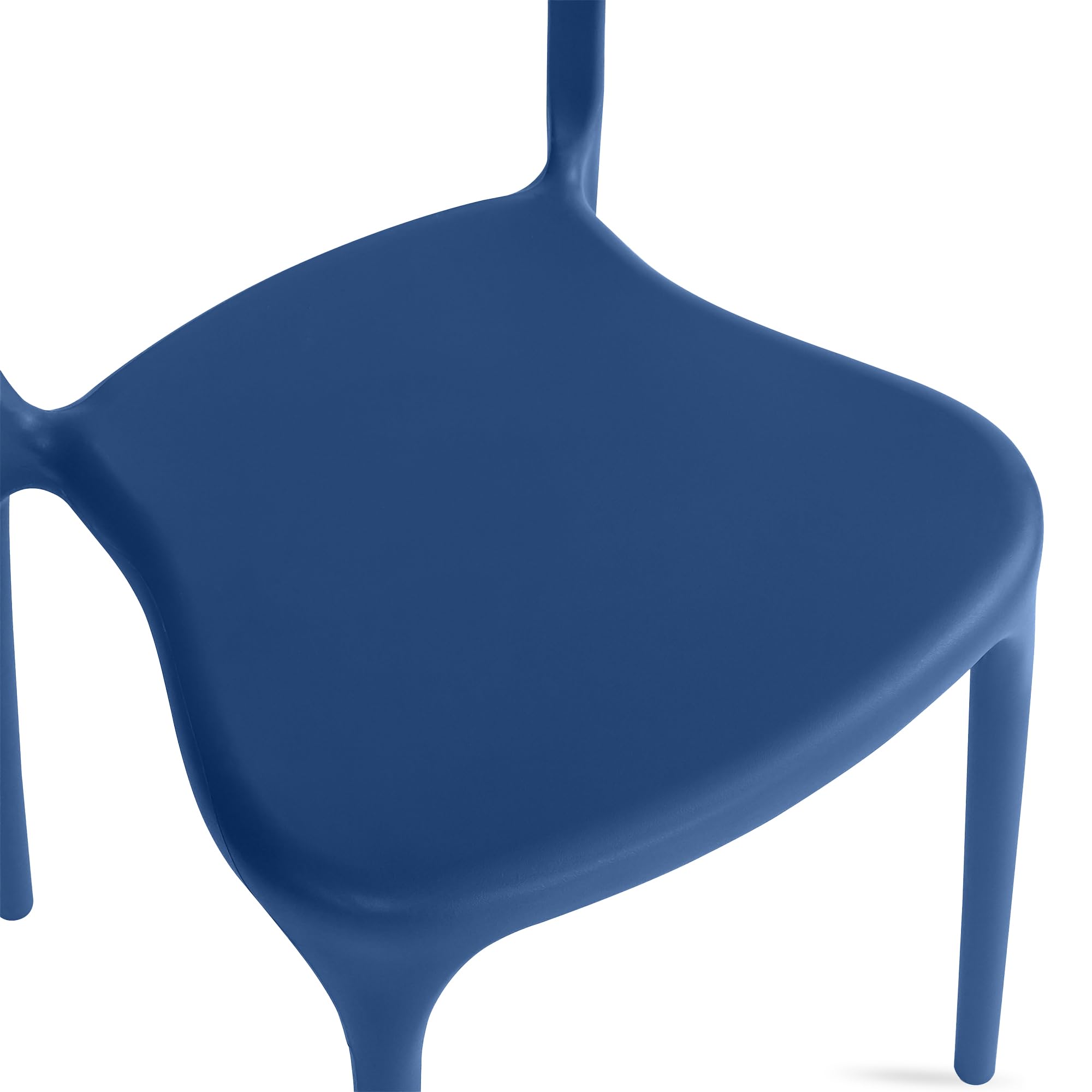 Modern Stackable Plastic Dining Chair Set of 4 Cloud White, No Assembly Needed Indoor Outdoor Patio Bistro Chairs for Cafe Restaurant Kitchen Home Use, Sturdy Weatherproof Armless Side Chairs