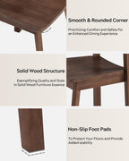 Wooden Dining Room Chairs Set of 2, Farmhouse Wood Kitchen Chair, Mid Century Modern Armless Dining Chair for Living Room, Brown