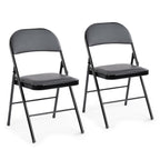 CASAVERN 4-Pack Folding Chairs with PU Leather Padded Seat and Back, Stackable Portable Dining Chairs for Home, Office, Conference, Wedding, Party, Patio & Garden