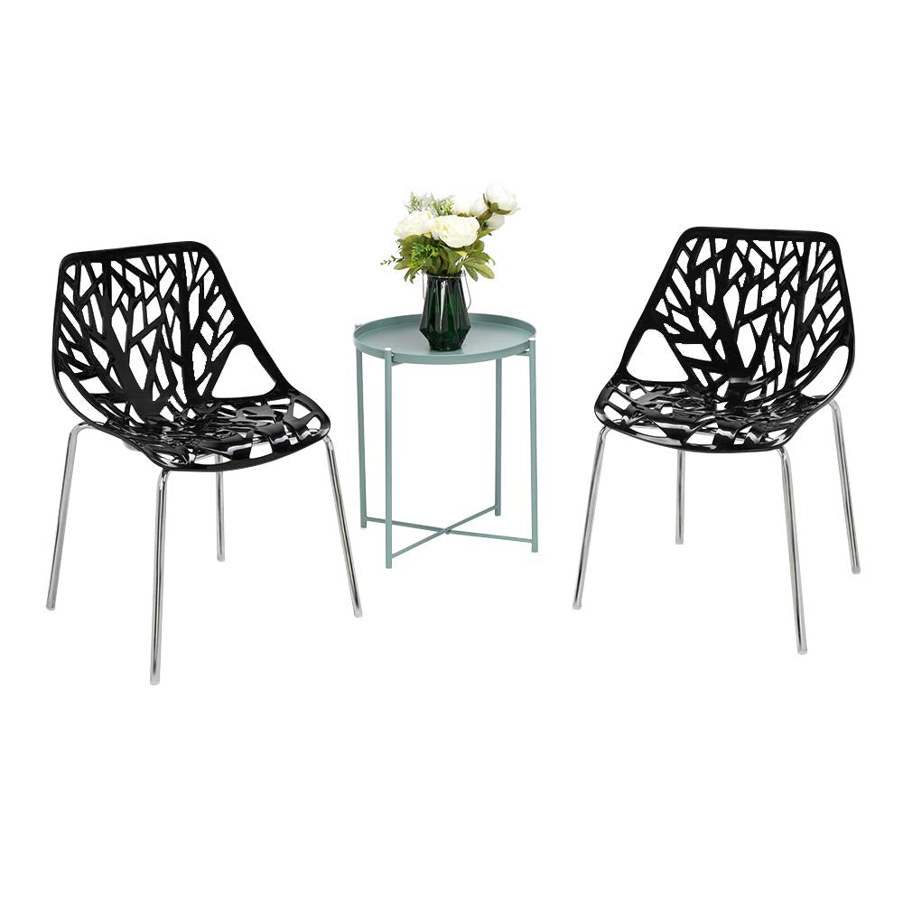 Modern Dining Chairs Set Plastic Saping Birch Chairs Stackable Chairs Set for Living Room/Kitchen/Office (6, White)