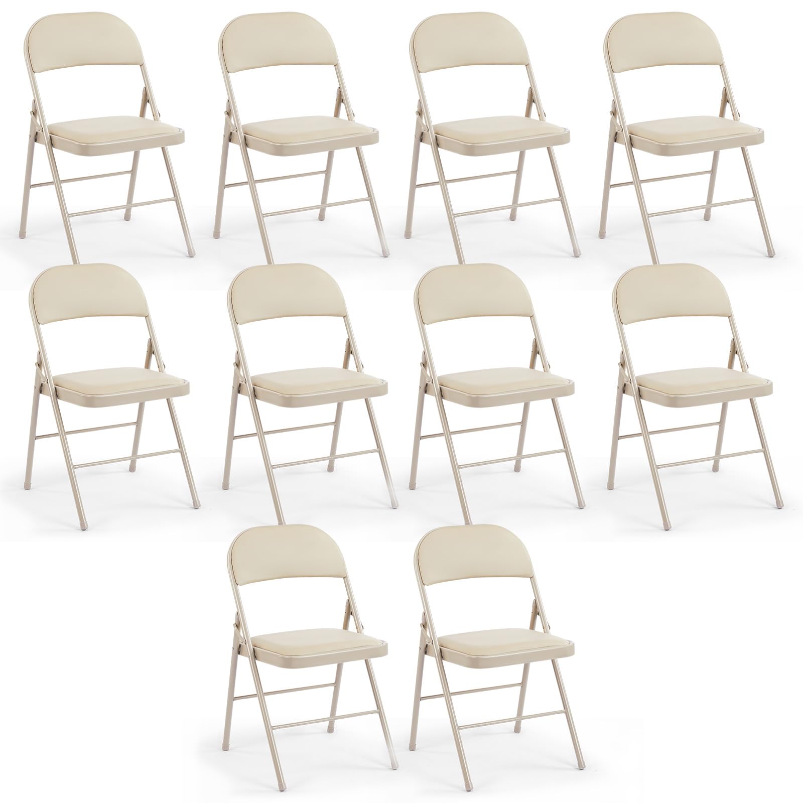 CASAVERN 4-Pack Folding Chairs with PU Leather Padded Seat and Back, Stackable Portable Dining Chairs for Home, Office, Conference, Wedding, Party, Patio & Garden