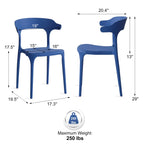 Modern Stackable Plastic Dining Chair Set of 4 Cloud White, No Assembly Needed Indoor Outdoor Patio Bistro Chairs for Cafe Restaurant Kitchen Home Use, Sturdy Weatherproof Armless Side Chairs