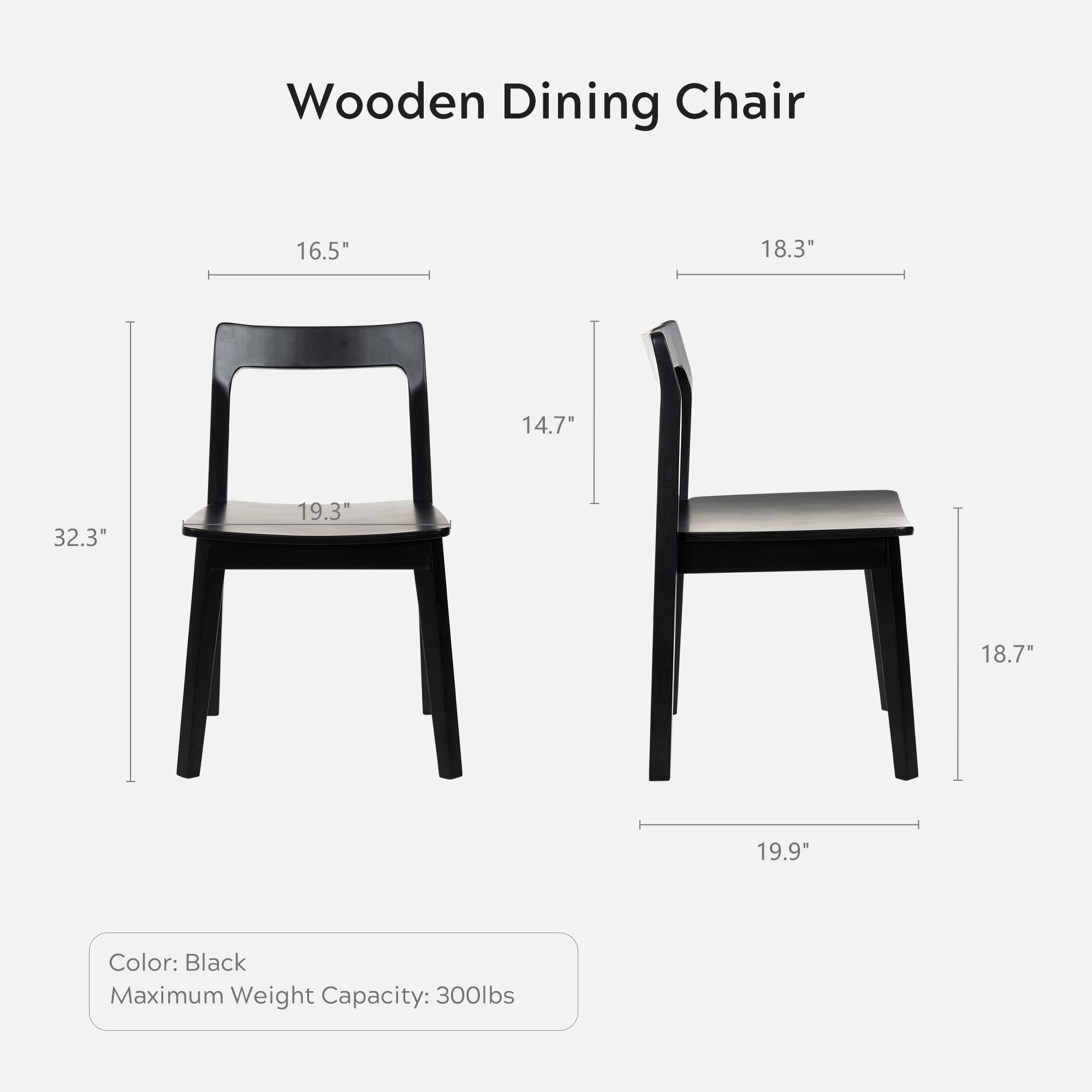 Wooden Dining Room Chairs Set of 2, Farmhouse Wood Kitchen Chair, Mid Century Modern Armless Dining Chair for Living Room, Brown