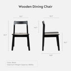 Wooden Dining Room Chairs Set of 2, Farmhouse Wood Kitchen Chair, Mid Century Modern Armless Dining Chair for Living Room, Brown