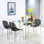 Modern Dining Chairs Set Plastic Saping Birch Chairs Stackable Chairs Set for Living Room/Kitchen/Office (6, White)
