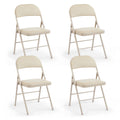 CASAVERN 4-Pack Folding Chairs with PU Leather Padded Seat and Back, Stackable Portable Dining Chairs for Home, Office, Conference, Wedding, Party, Patio & Garden