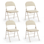 CASAVERN 4-Pack Folding Chairs with PU Leather Padded Seat and Back, Stackable Portable Dining Chairs for Home, Office, Conference, Wedding, Party, Patio & Garden