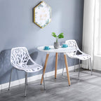 Modern Dining Chairs Set Plastic Saping Birch Chairs Stackable Chairs Set for Living Room/Kitchen/Office (6, White)