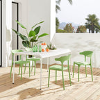 Modern Stackable Plastic Dining Chair Set of 4 Cloud White, No Assembly Needed Indoor Outdoor Patio Bistro Chairs for Cafe Restaurant Kitchen Home Use, Sturdy Weatherproof Armless Side Chairs