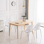 Modern Dining Chairs Set Plastic Saping Birch Chairs Stackable Chairs Set for Living Room/Kitchen/Office (6, White)
