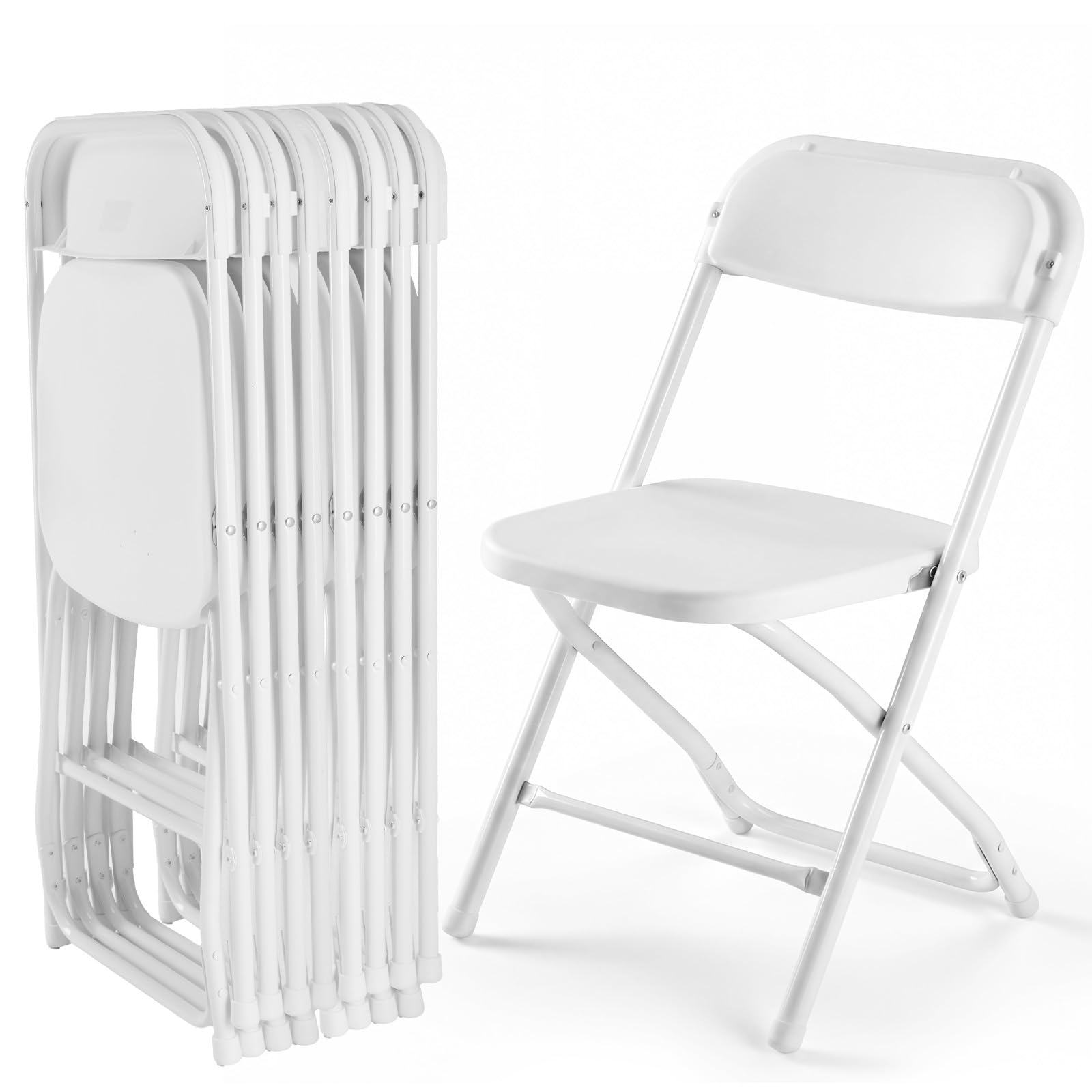 CASAVERN 4-Pack Folding Chairs with PU Leather Padded Seat and Back, Stackable Portable Dining Chairs for Home, Office, Conference, Wedding, Party, Patio & Garden