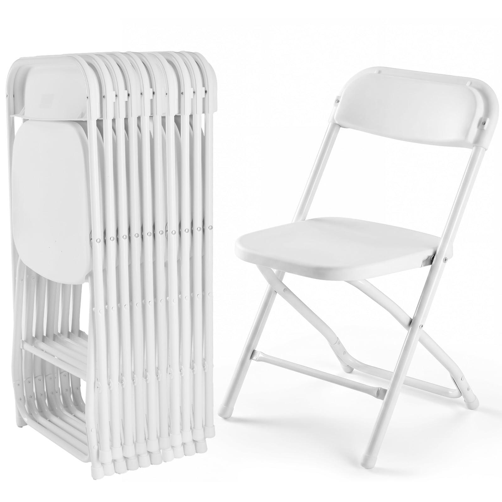 CASAVERN 4-Pack Folding Chairs with PU Leather Padded Seat and Back, Stackable Portable Dining Chairs for Home, Office, Conference, Wedding, Party, Patio & Garden