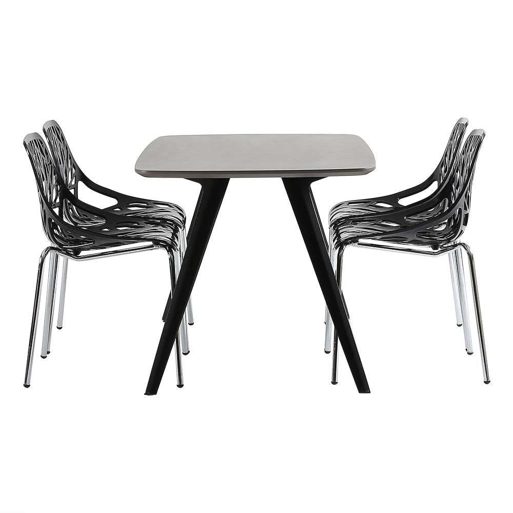 Modern Dining Chairs Set Plastic Saping Birch Chairs Stackable Chairs Set for Living Room/Kitchen/Office (6, White)