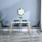 Modern Dining Chairs Set Plastic Saping Birch Chairs Stackable Chairs Set for Living Room/Kitchen/Office (6, White)